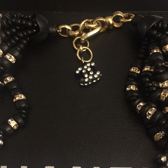 Chanel multi strand black & gold Camellia necklace - Picture 4 of 7